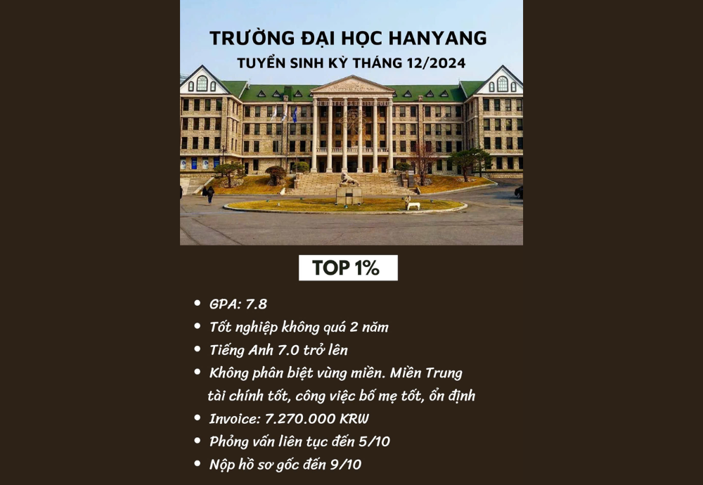 Cơ Hội Học Tập Tại Đại Học Hàng Đầu Seoul - Đại Học Hanyang